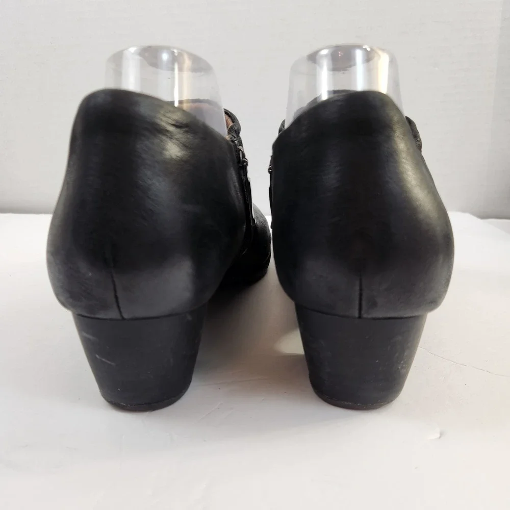 Dansko Debbie Black Leather Ankle Booties Side Zip Comfort Heel Sz 42 US 11.5/12